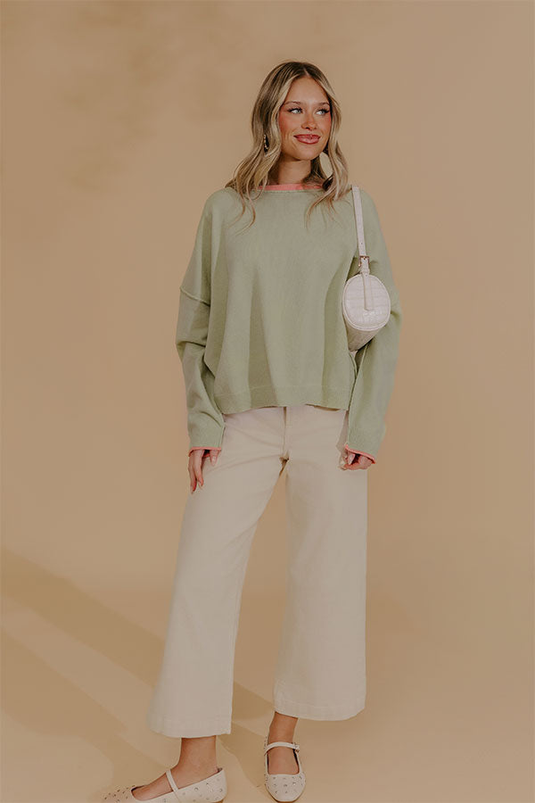 Weekend Wander Knit Sweater Top in Sage Image - 2