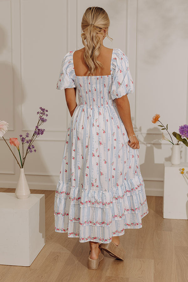 Petal Party Floral Poplin Midi Dress in Sky Blue Image - 4