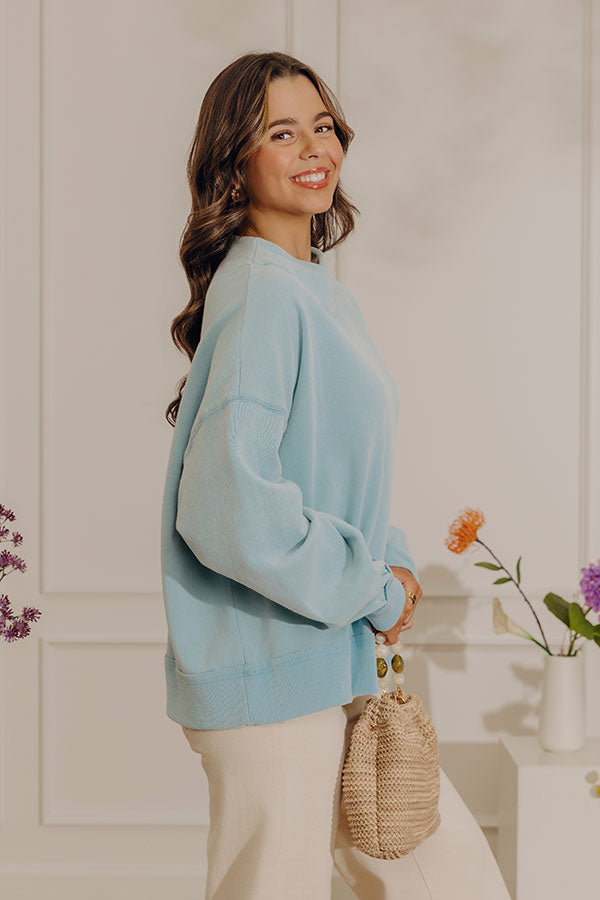 Sweet Comfort Vintage Wash Sweatshirt in Sky Blue Image - 3
