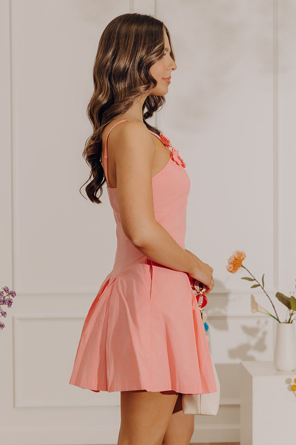 Giggles And Grace Poplin Mini Dress in Coral Pink Image - 4