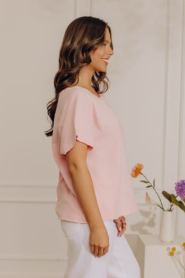 Casual Outing Slub Tee in Pink Image - 3