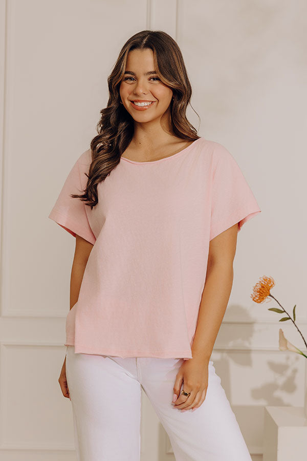 Casual Outing Slub Tee in Pink Image - 1