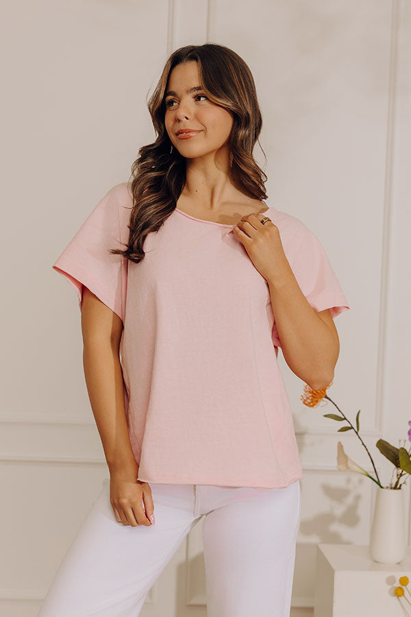 Casual Outing Slub Tee in Pink Image - 2
