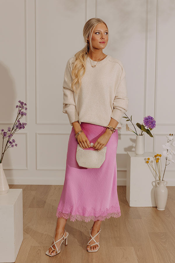 The Stacy High Waist Satin Midi Skirt Image - 1