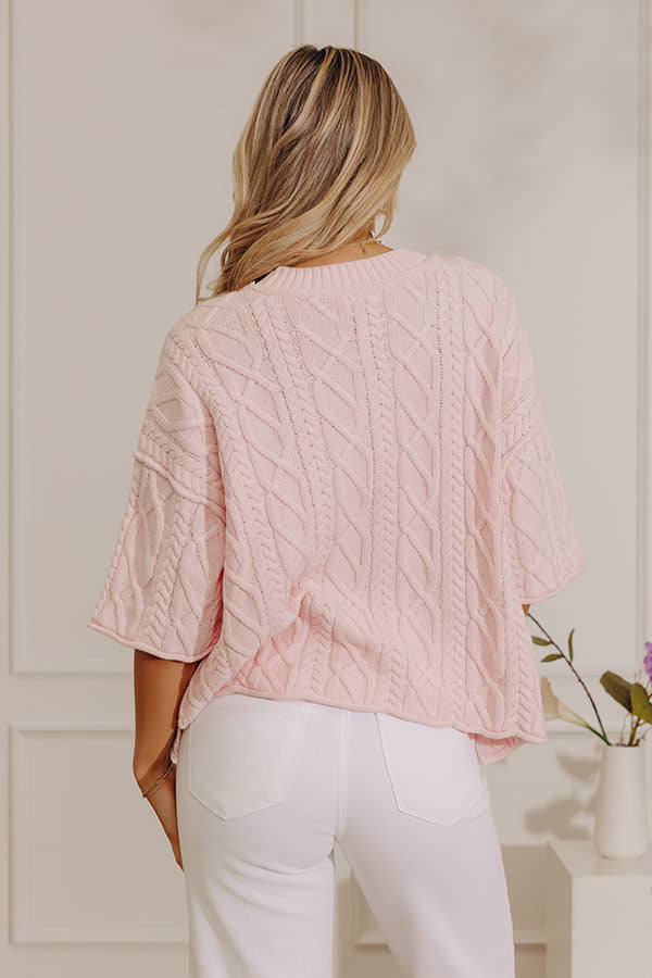Lovely Weekend Cable Knit Sweater Top in Pink Image - 4