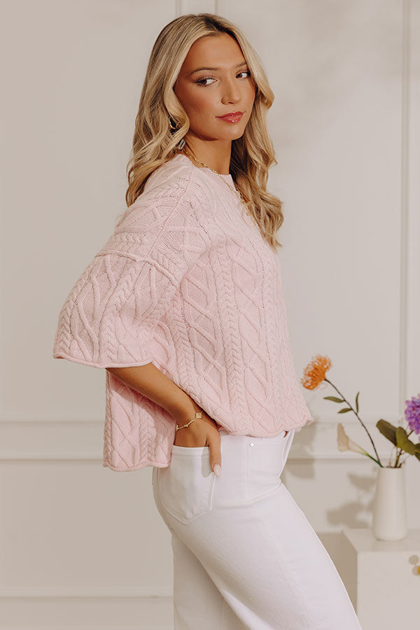 Lovely Weekend Cable Knit Sweater Top in Pink Image - 3