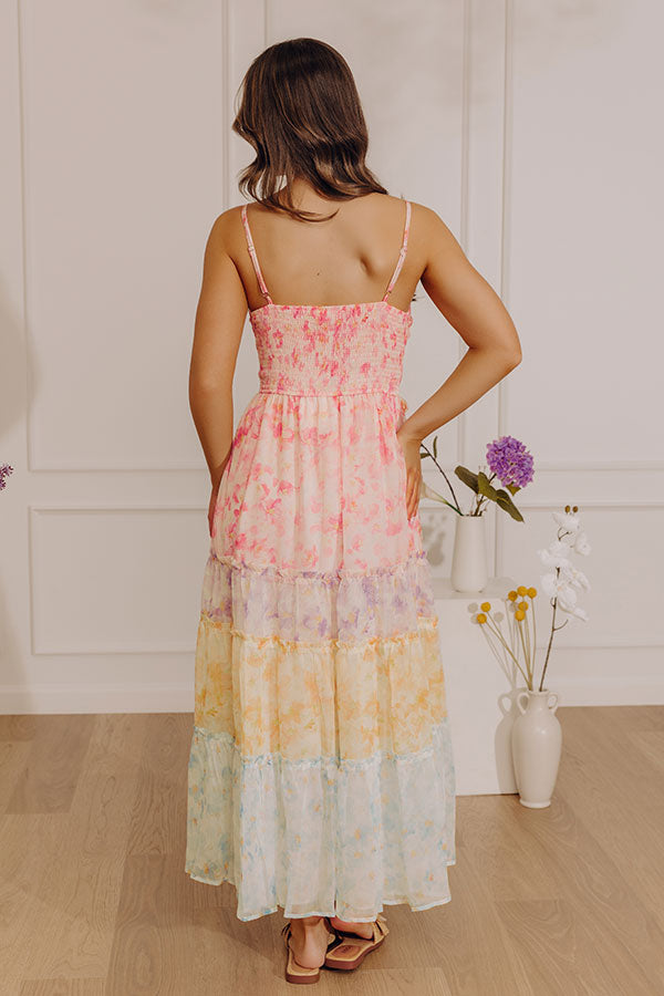 Watercolor Dreams Floral Tiered Maxi Dress Image - 4