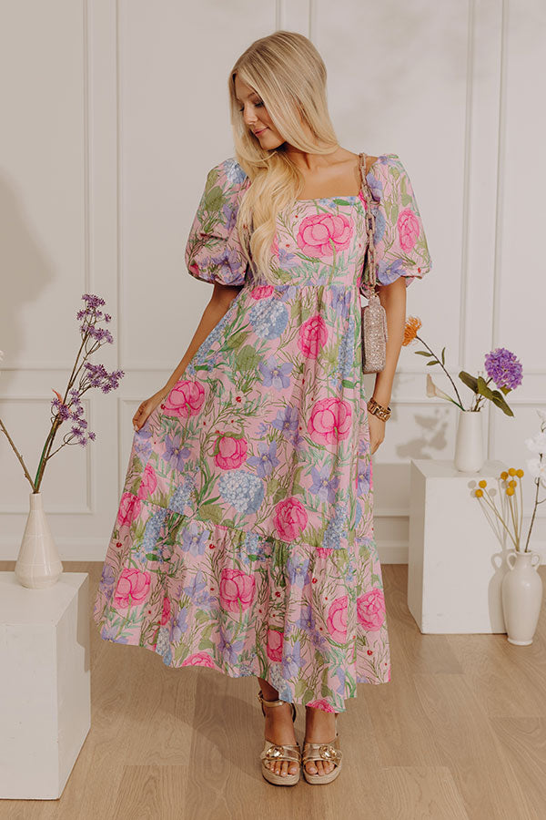 Floral Bliss Poplin Midi Dress Image - 5
