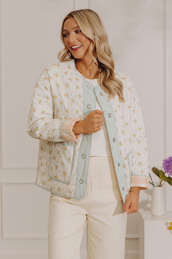 Fresh Cut Chic Floral Quilted Jacket Image - 3