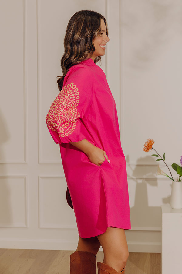 Vacay Chic Embroidered Button Down Mini Dress Image - 3