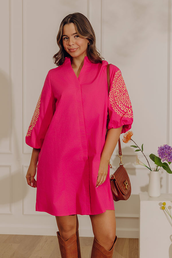 Vacay Chic Embroidered Button Down Mini Dress Image - 1