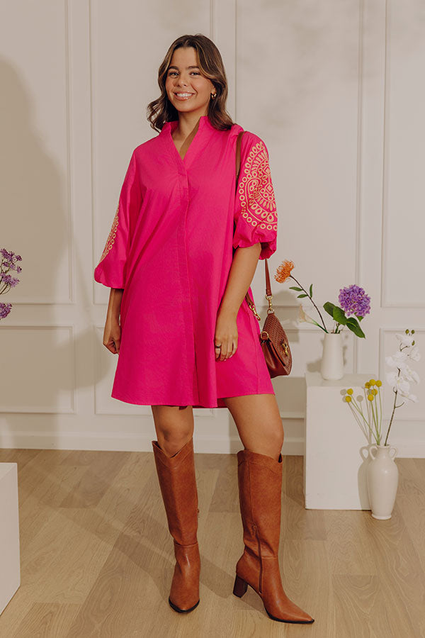 Vacay Chic Embroidered Button Down Mini Dress Image - 2