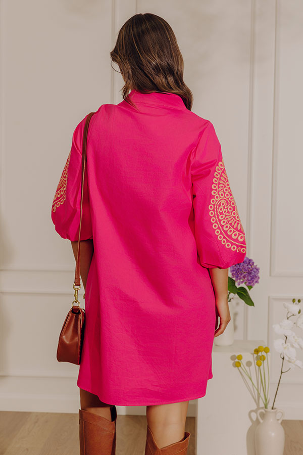 Vacay Chic Embroidered Button Down Mini Dress Image - 4