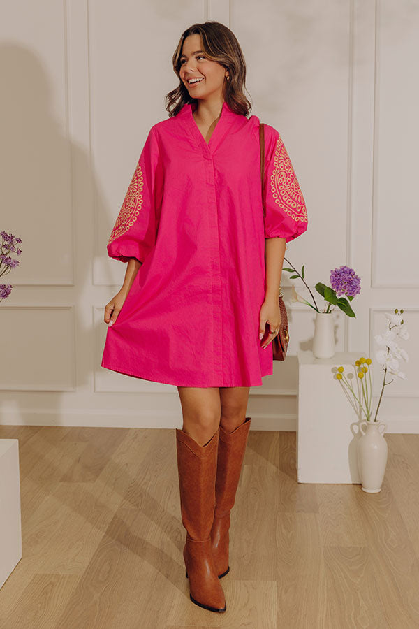 Vacay Chic Embroidered Button Down Mini Dress Image - 5