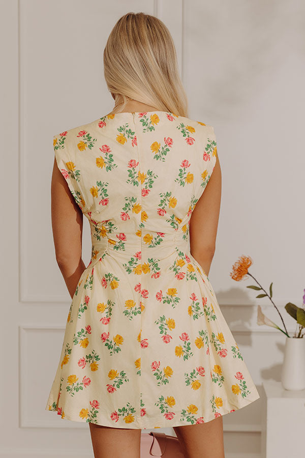 Picking Roses Floral Ruched Mini Dress in Light Yellow Image - 5