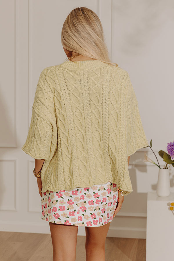 Lovely Weekend Cable Knit Sweater Top in Light Chartreuse Image - 5