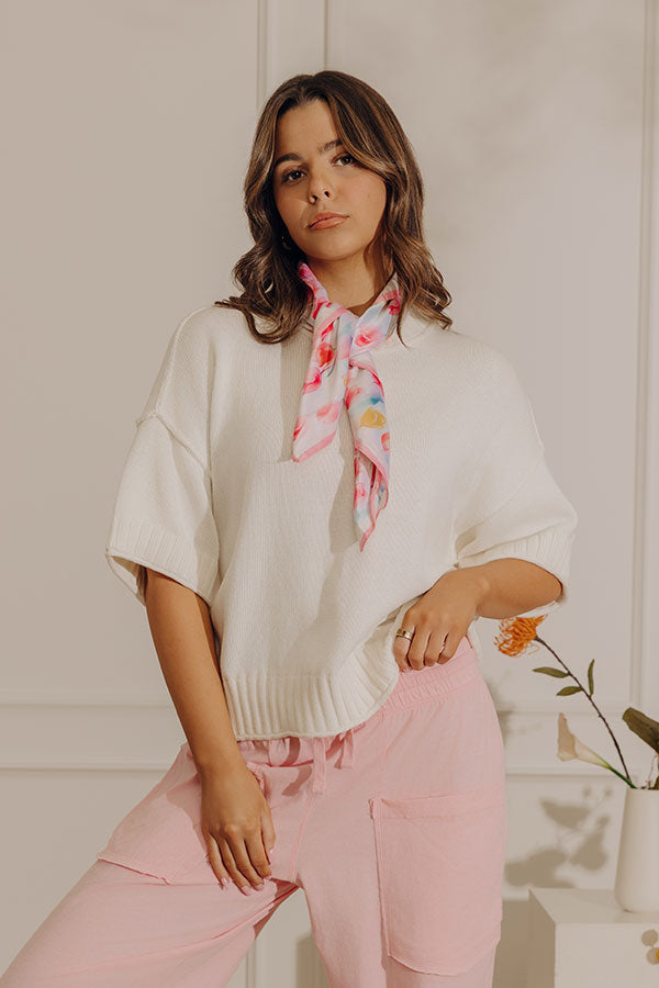 Weekend Smiles Knit Oversized Sweater Top in Ivory Image - 2