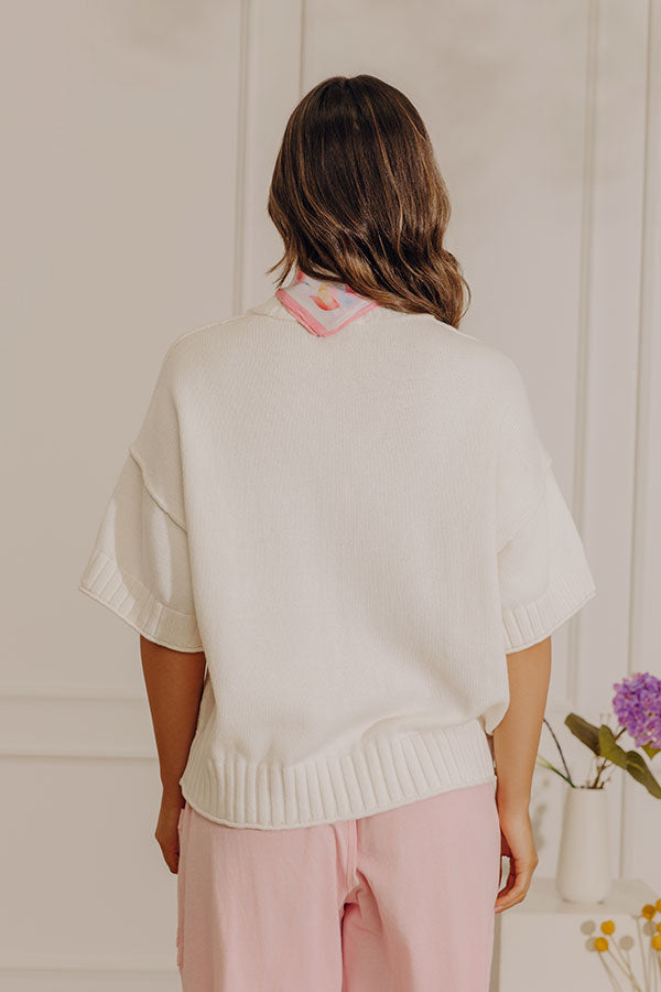 Weekend Smiles Knit Oversized Sweater Top in Ivory Image - 4