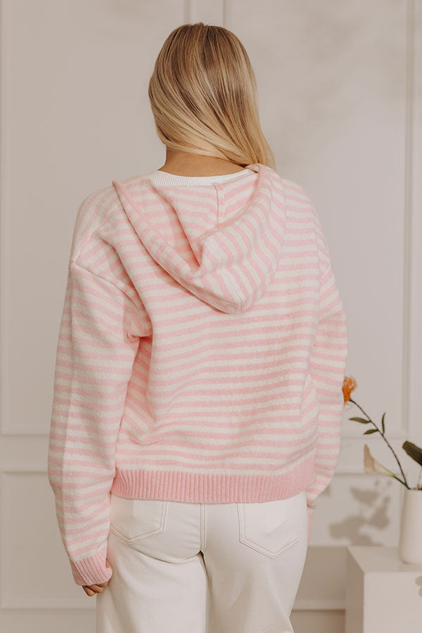 Sweet On Stripes Zip Up Sweater in Pink Image - 4
