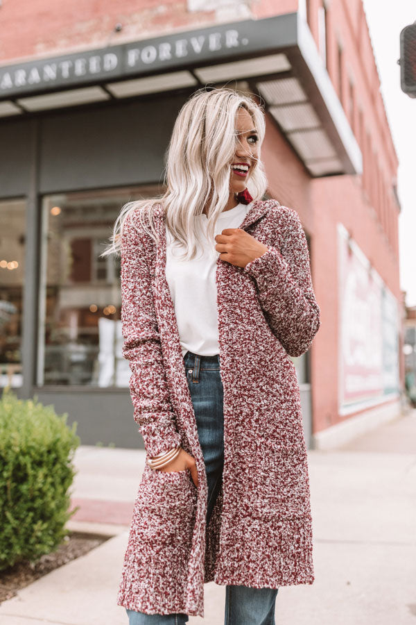 Pumpkin Spice Cuddles Cardigan in Cabernet Image - 1