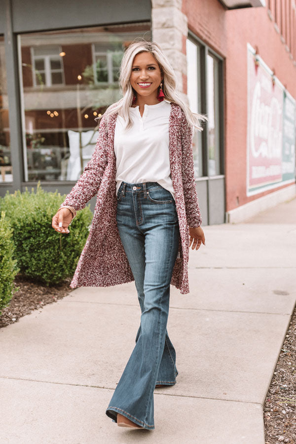 Pumpkin Spice Cuddles Cardigan in Cabernet Image - 2