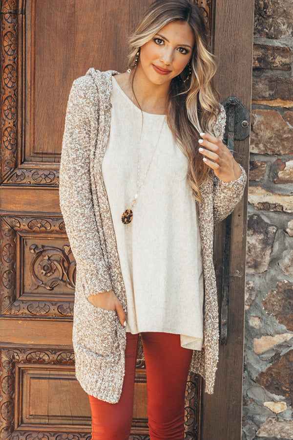 Pumpkin Spice Cuddles Cardigan in Taupe Image - 2