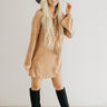 Making an Entrance Lace Up Faux Suede Shift Dress in Tan Image - 1