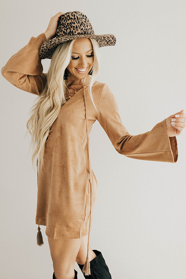 faux suede long sleeve dress IWRICH Women's Bodycon Faux Suede Dress Turtleneck Ruched Slim Waist Long Sleeve Vintage Midi Dresses Khaki M