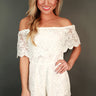 Parisian Lace Off Shoulder Romper in White Image - 1