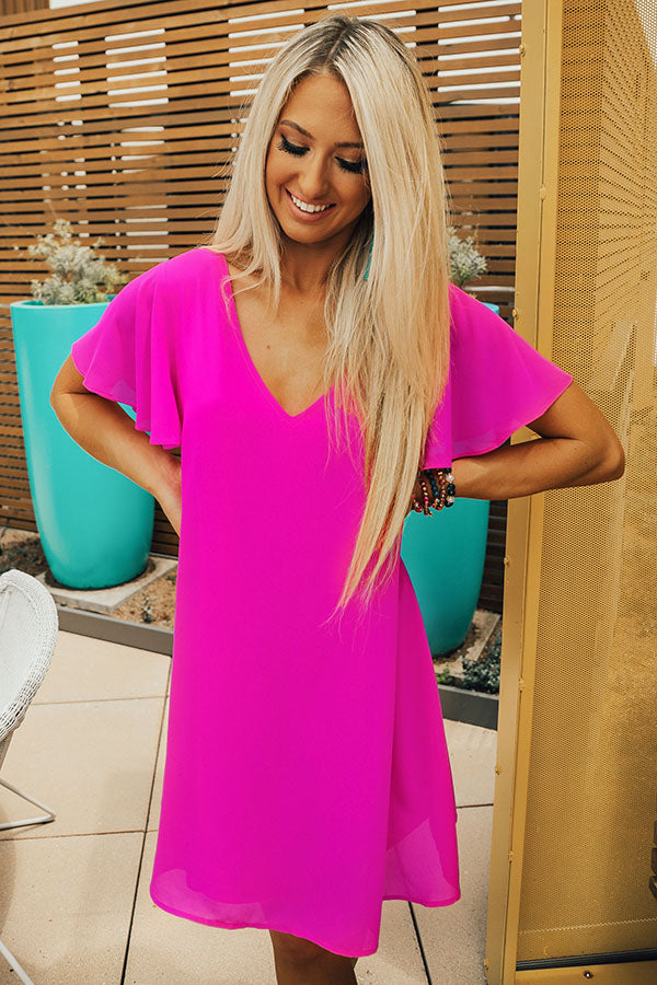 Stunningly Chic Shift Dress in Neon Berry