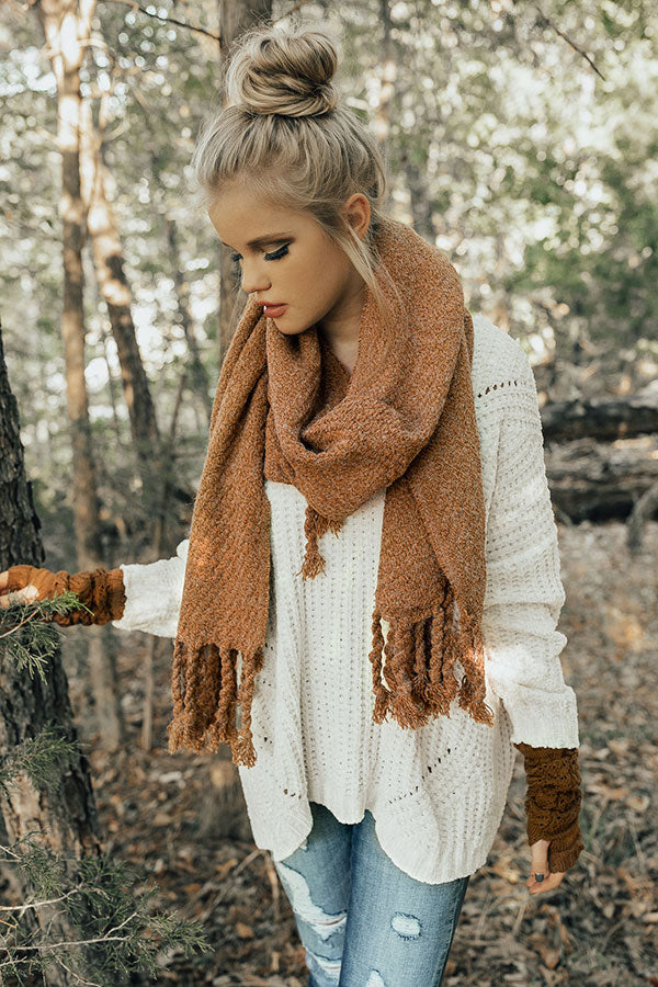 Pumpkin Patch Tasseled Blanket Scarf In Cinnamon Image - 1