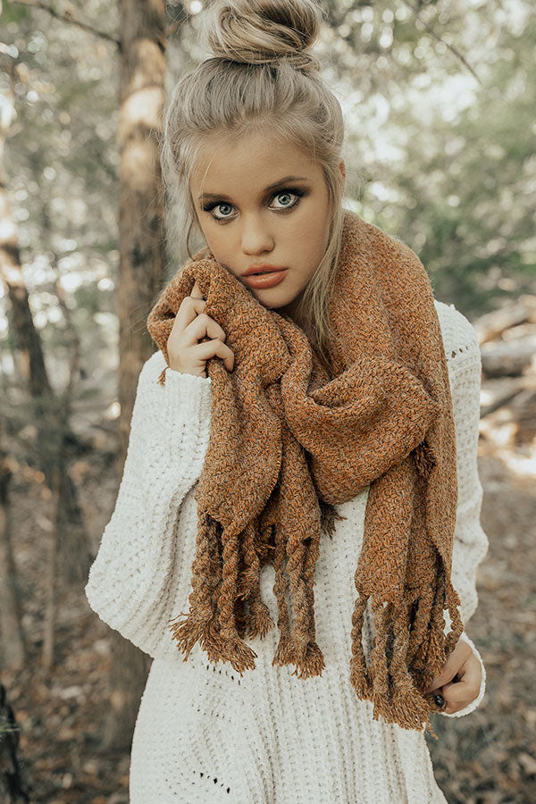 Pumpkin Patch Tasseled Blanket Scarf In Cinnamon Image - 2