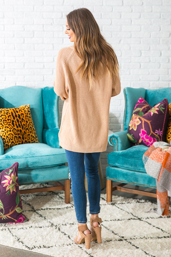 Sugar and Spice Lace Up Sweater in Tan Image - 4