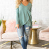 Cool Girl Cut Out Top in Light Teal Image - 1