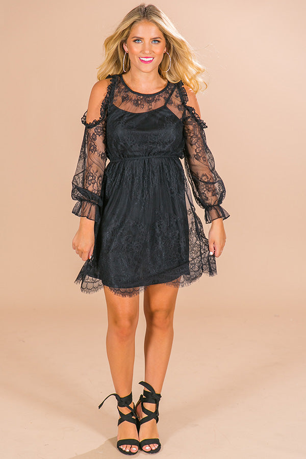 I'll Be Waiting Lace Dress in Black
