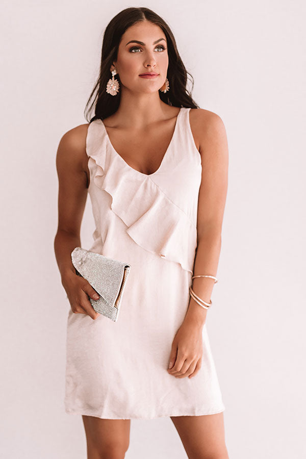 Glow For You Ruffle Dress In Iced Latte Image - 2