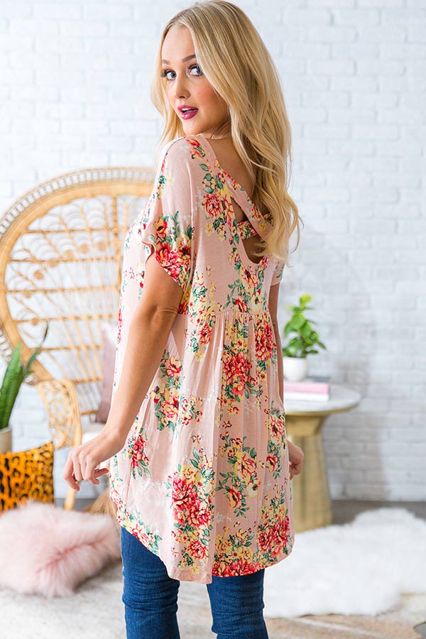 Garden Soiree Babydoll Tunic in Peach Image - 2