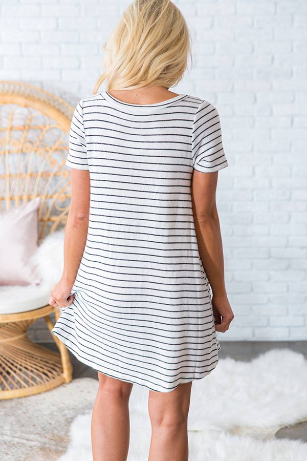 Santorini Getaway Striped Lace Up Dress Image - 3