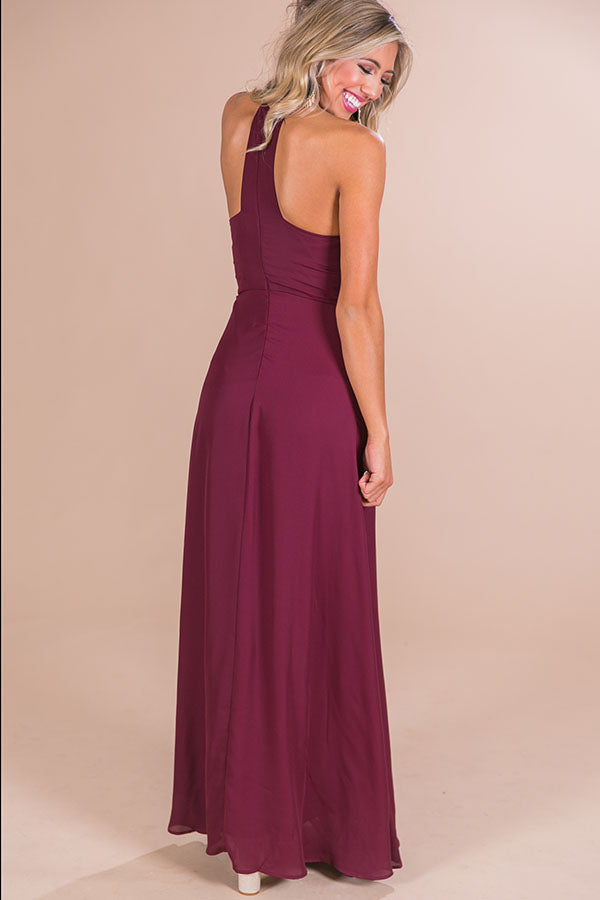 Sunset Ridge Maxi Dress in Maroon Image - 4