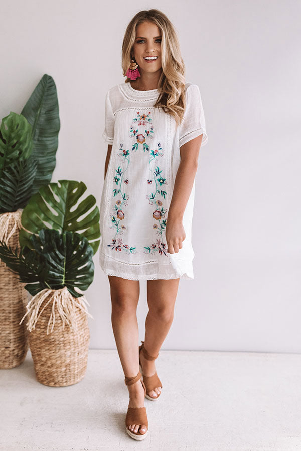 Meet Me in Paradise Shift Dress in White