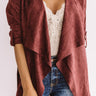 Cappuccino Crushing Faux Suede Jacket in Maroon Image - 1
