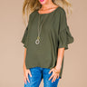 Oh So Swept Away Shift Top in Army Green Image - 1