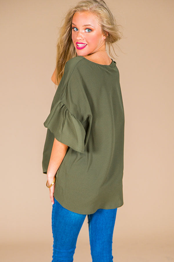 Oh So Swept Away Shift Top in Army Green Image - 4