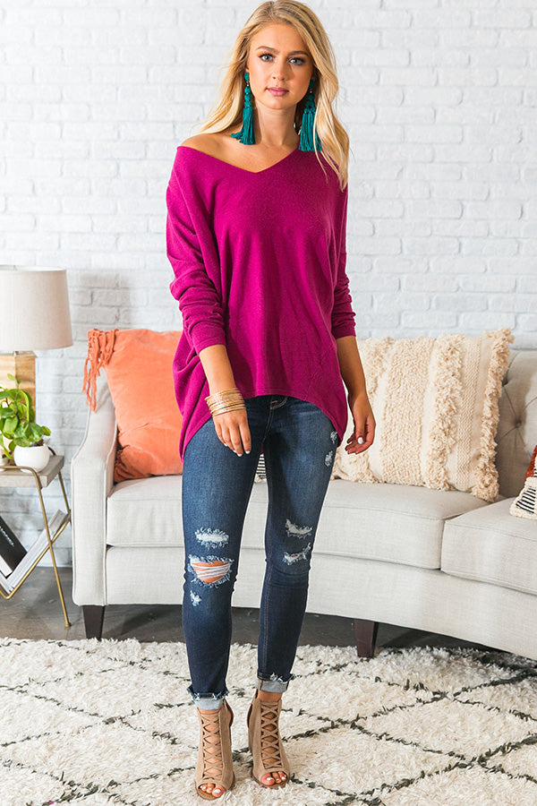 Miss You, Maybe Sweater in Berry • Impressions Online Boutique