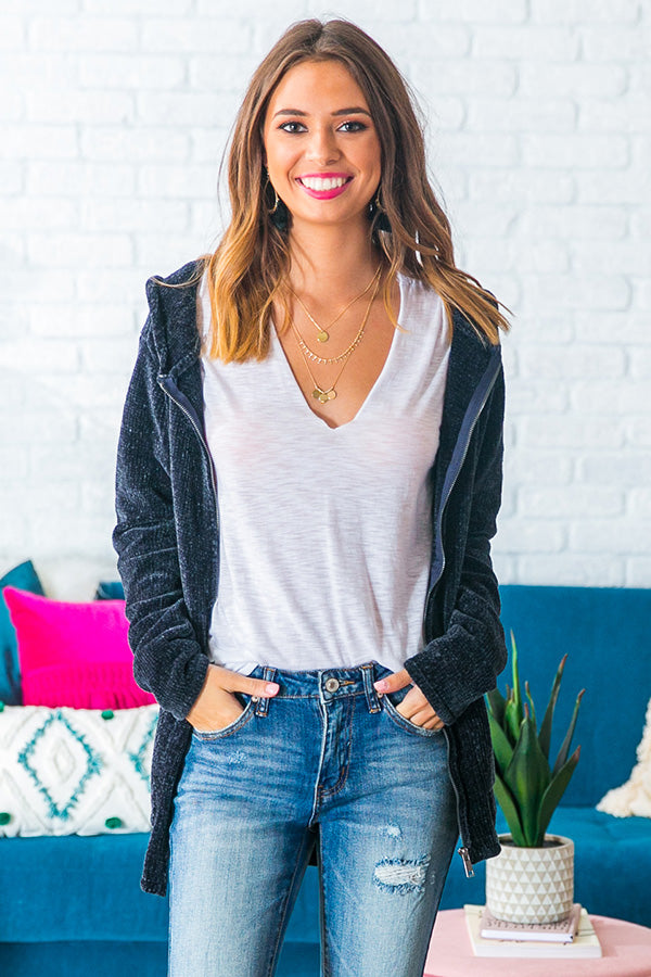 Coffee At Sunrise Tunic Hoodie in Navy Image - 1