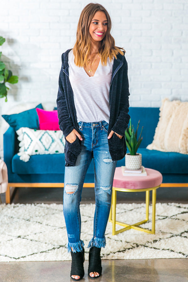 Coffee At Sunrise Tunic Hoodie in Navy Image - 2