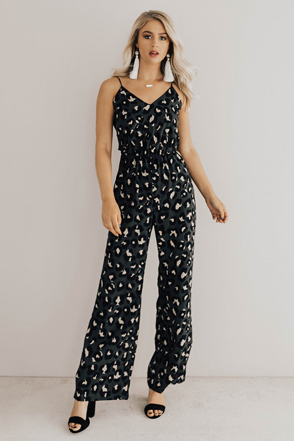 Love Notes Leopard Jumpsuit in Charcoal