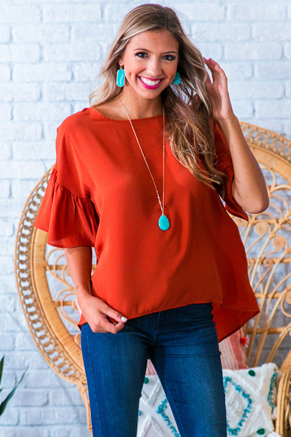 Oh So Swept Away Shift Top in Aurora Red • Impressions Online Boutique