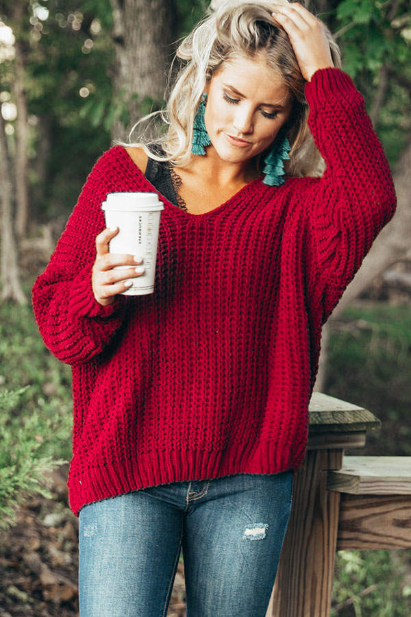 Eye Candy Tunic Sweater in Red