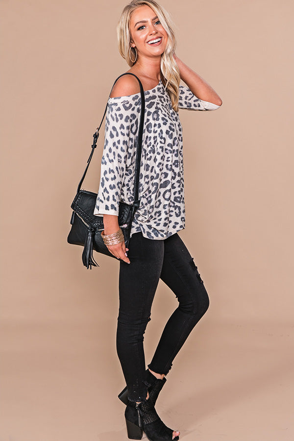 Leopard So Divine Shift Top in Grey Image - 3